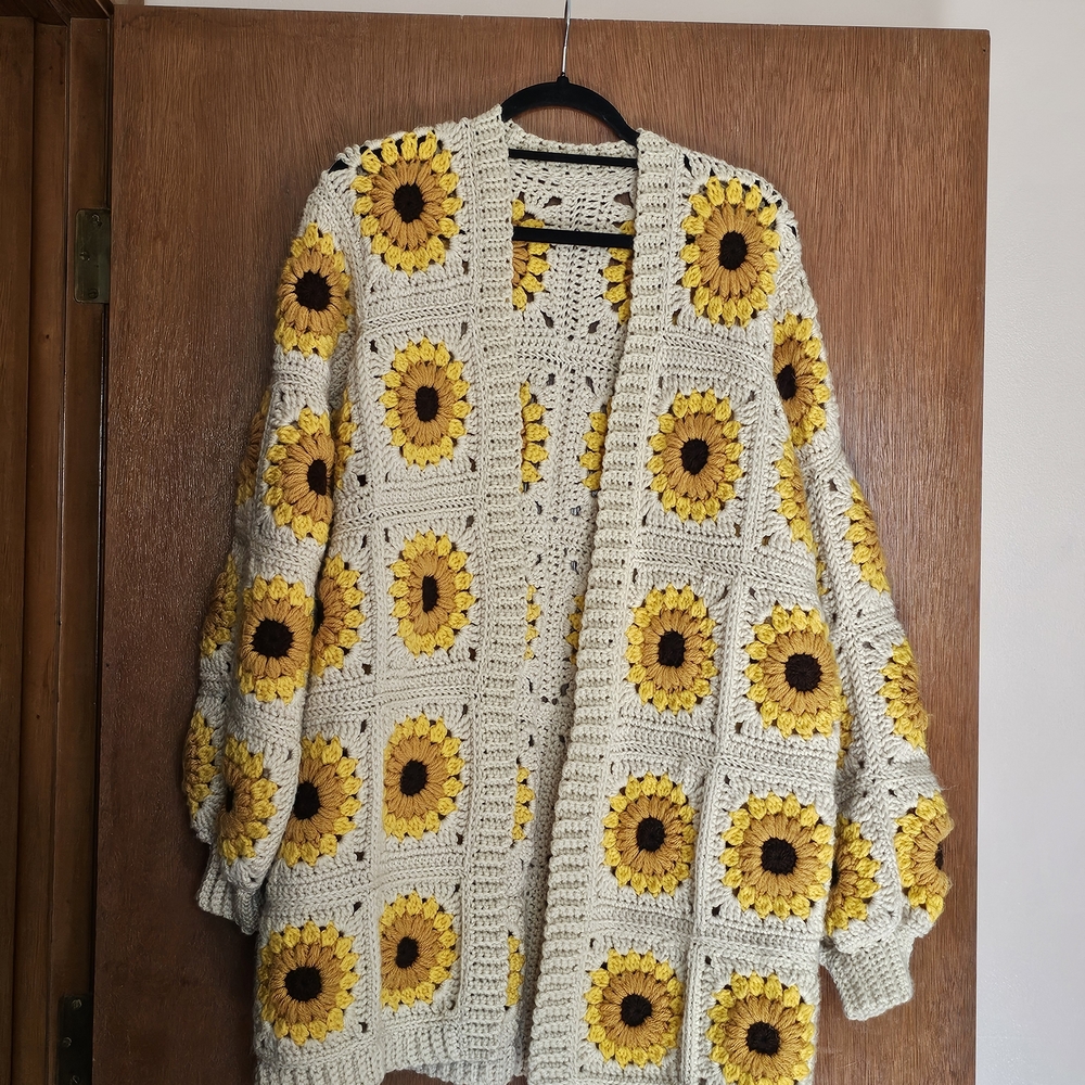 Sunflower Crochet Cardigan Sweater